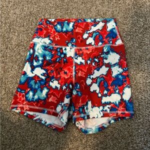 Fleo True High Contour Red White and Blue Marble Shorts